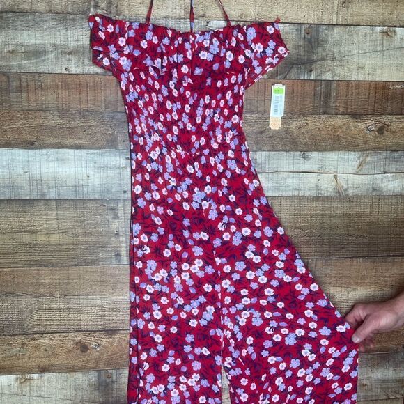 New GB juniors‎ red pants romper jumpsuit spaghetti straps, ruching, size XL - Picture 15 of 16
